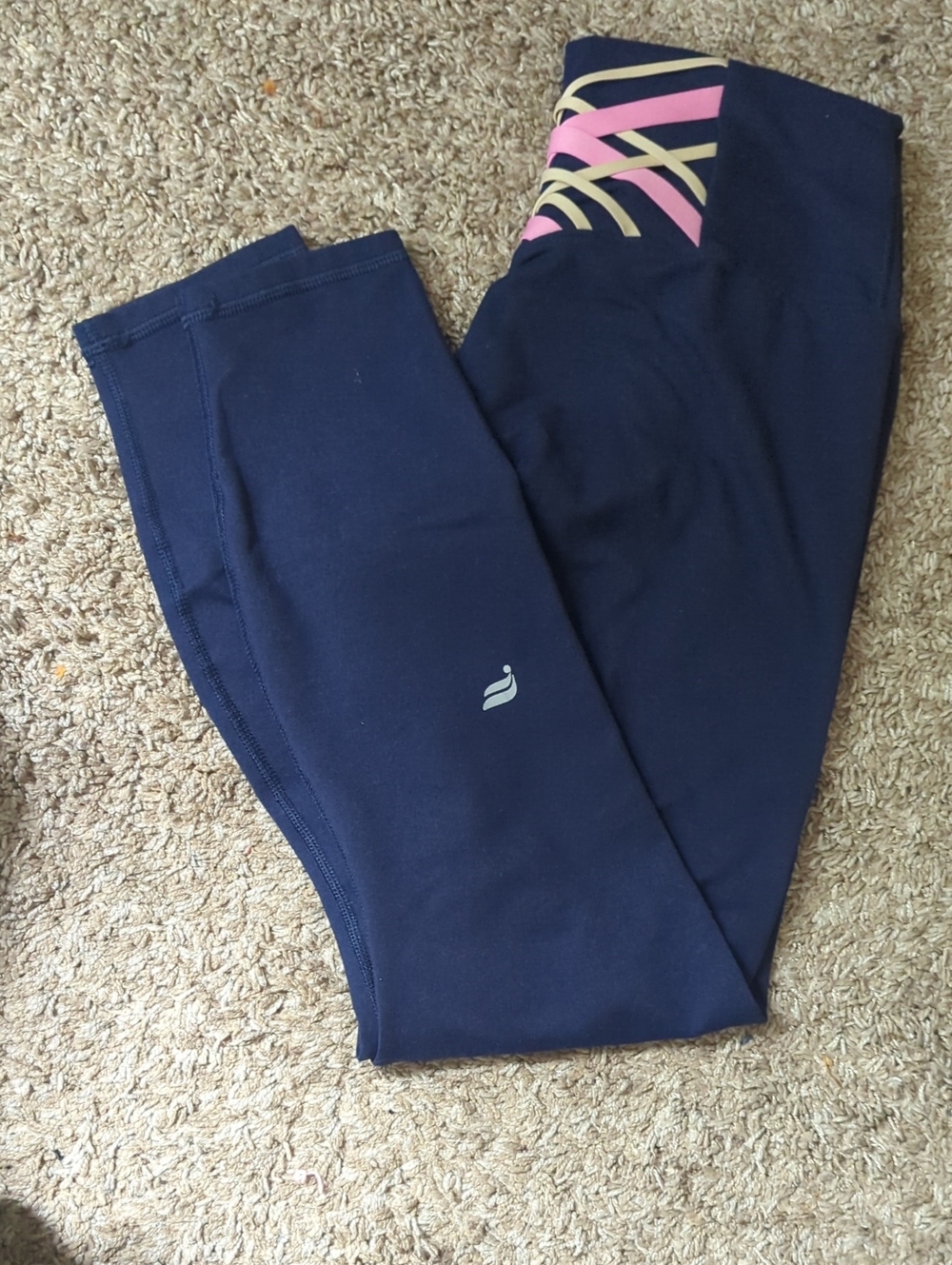 Fabletics Medium Navy Blue 7/8 Leggings With Criss Cross Back Detail